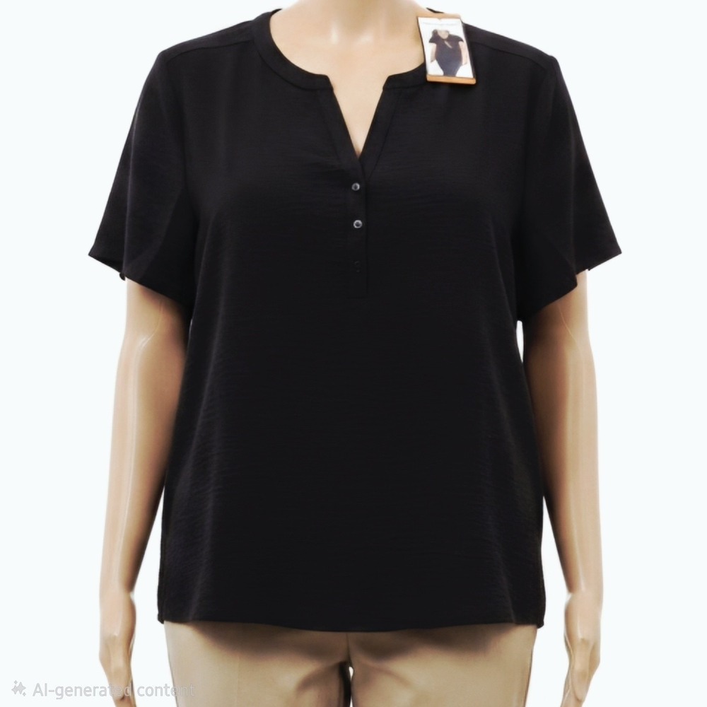 Hillary Radley Blouse, Pleated Back, Black, Size XXL